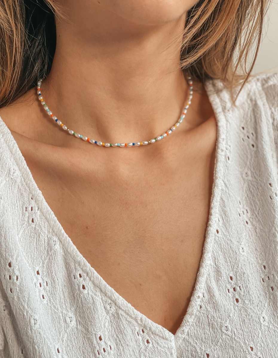 Collana in argento Golden Alaia - Perle Naturali - Indira