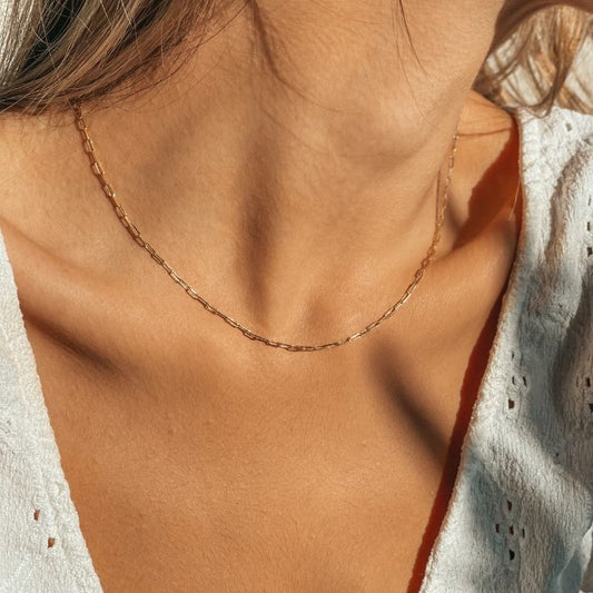 Collana choker in argento Golden Paperclip - Indira