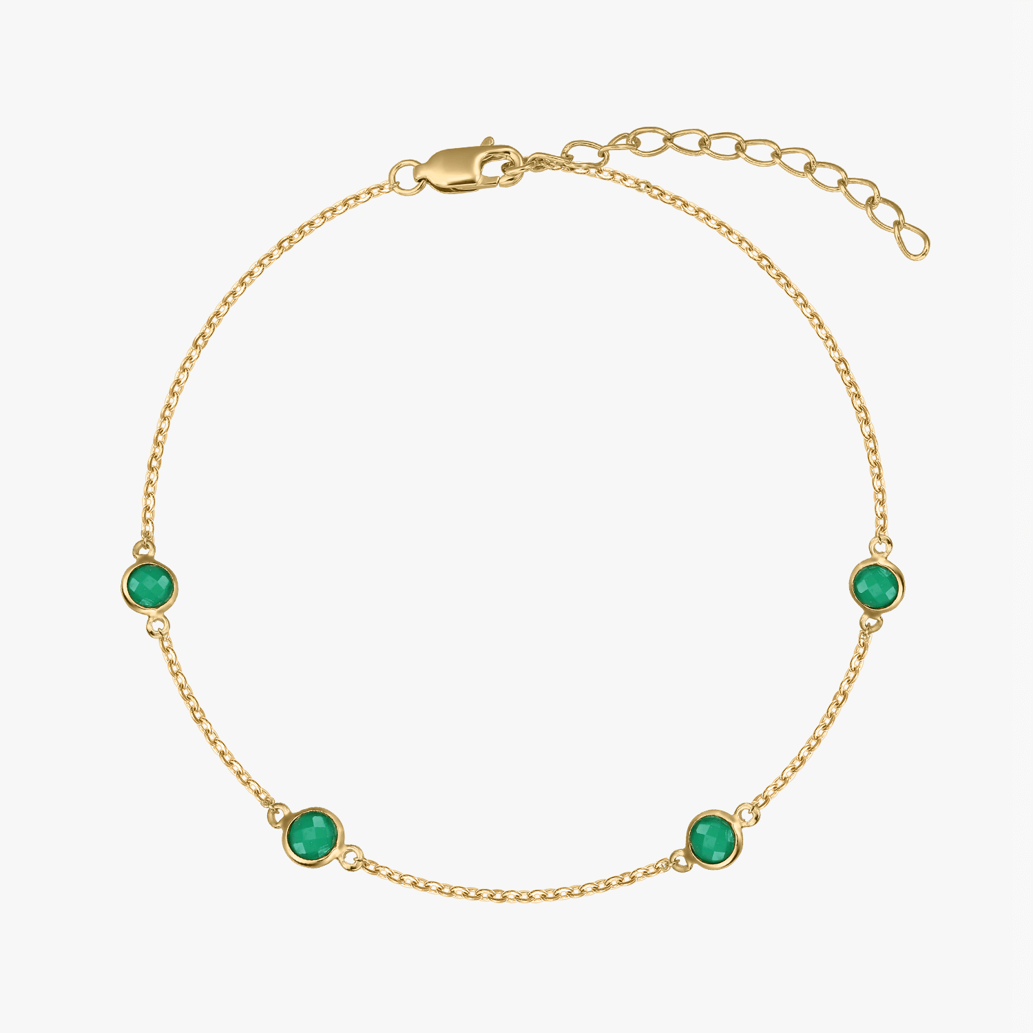 Bracciale in argento Birthstone Golden May - Onice Verde - Indira