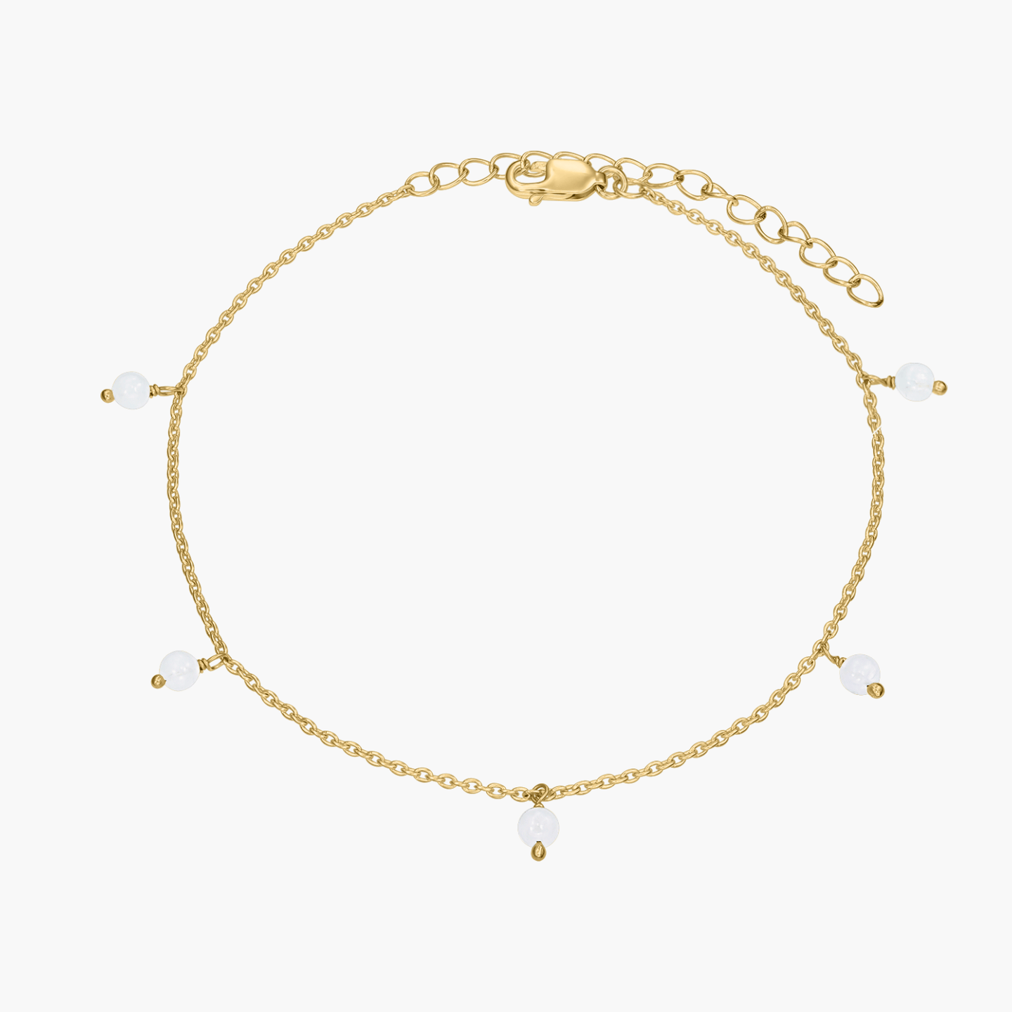 Cavigliera in argento Golden Gem Droplet - Pietra di Luna - Indira
