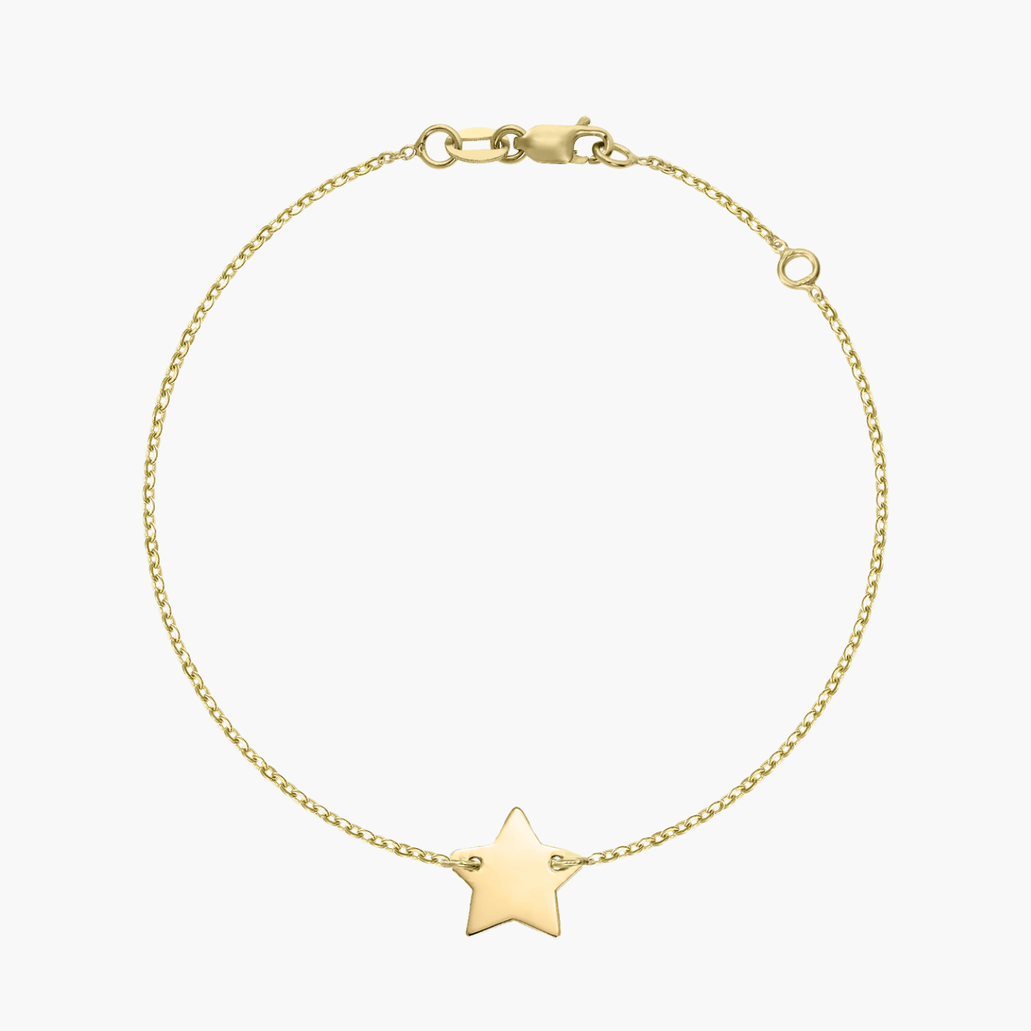 Bracciale in oro 14K con ciondolo a stella su sfondo bianco.