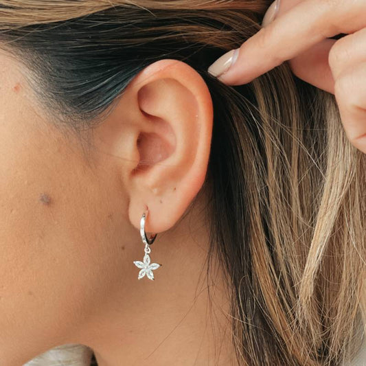 Orecchini in argento Blossom - Topazio bianco - Indira