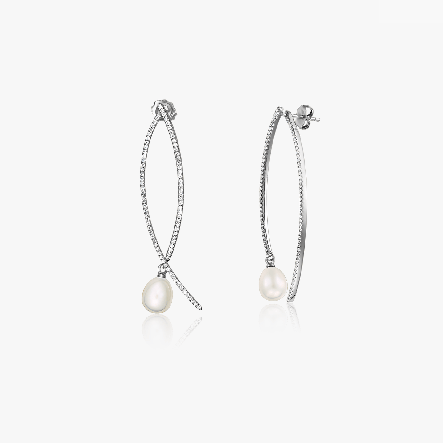 Orecchini in argento Deco - Perle naturali - Indira