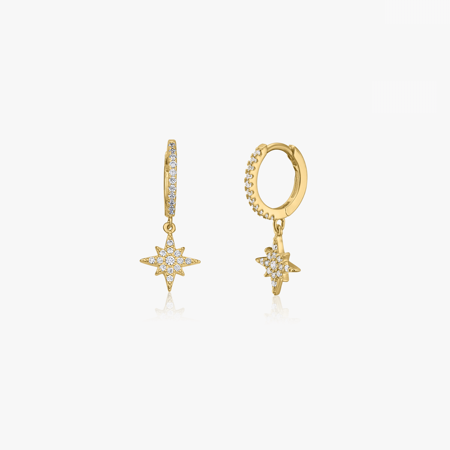 Orecchini in argento Golden North Star - Zirconia - Indira