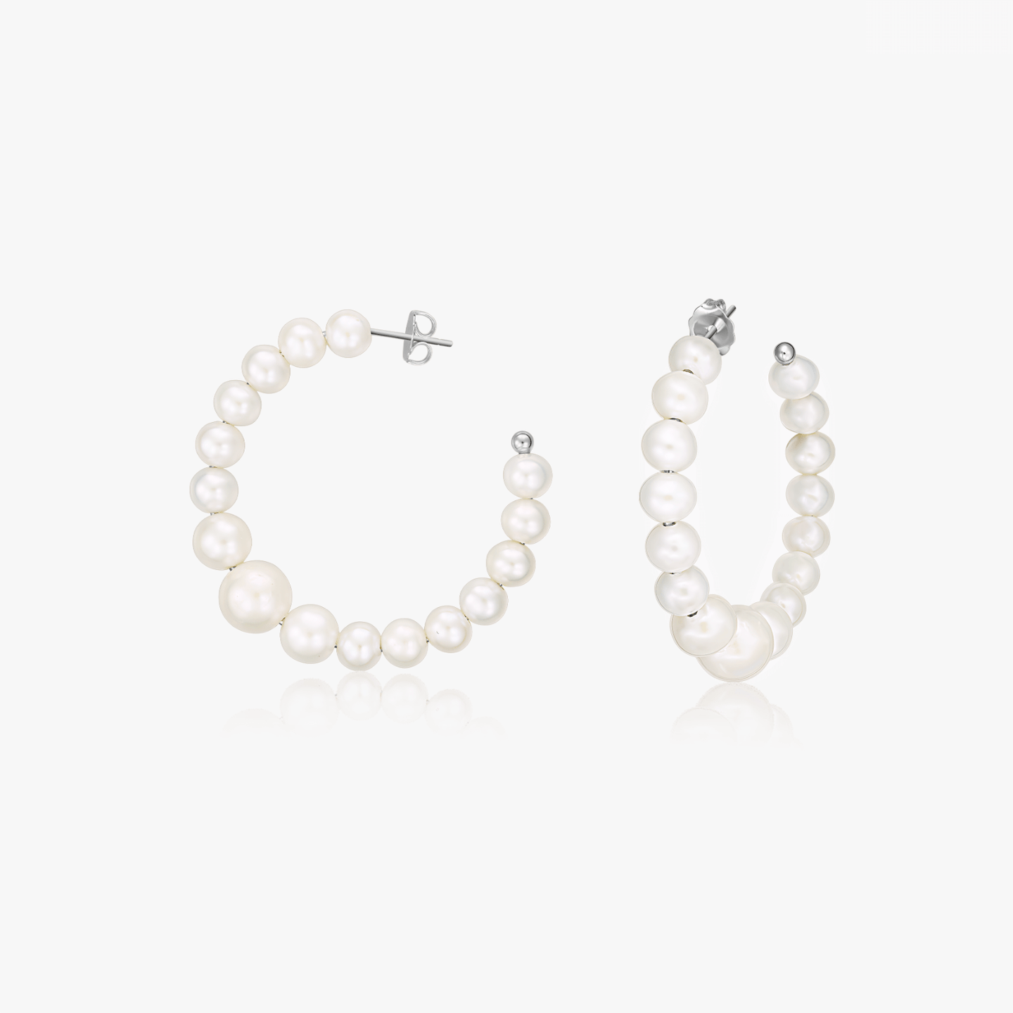 Orecchini in argento Pearl Hoops - Perle naturali - Indira