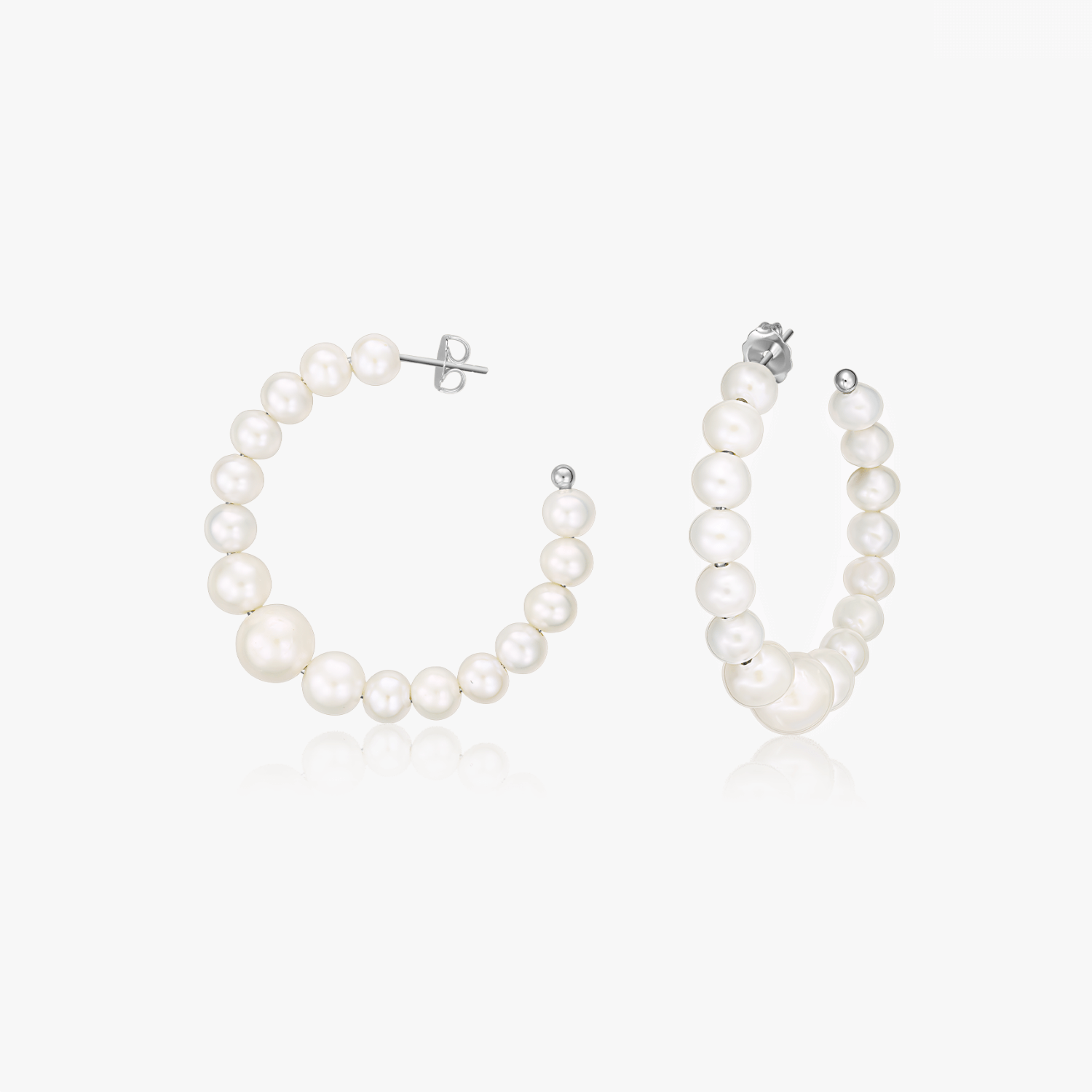 Orecchini in argento Pearl Hoops - Perle naturali - Indira