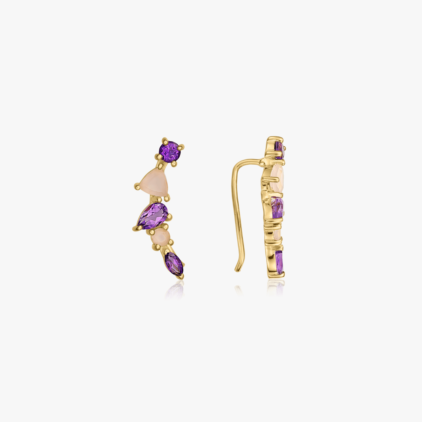 Orecchini in argento Valery Golden - Ametista, Calcedonia - Indira