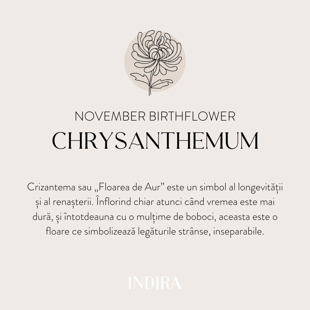 Bracciale con cordino in oro bianco Birth Flower - Chrysanthemum di novembre - Indira