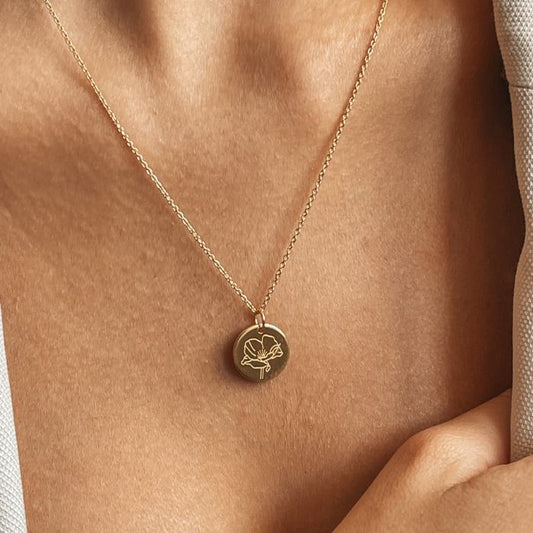 Collana in argento Birth Flower Golden - August Poppy - Indira
