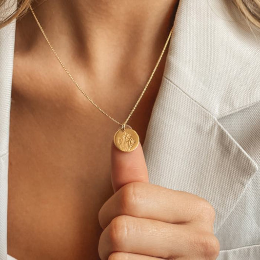 Collana in argento Birth Flower Golden - Gennaio Bucaneve - Indira
