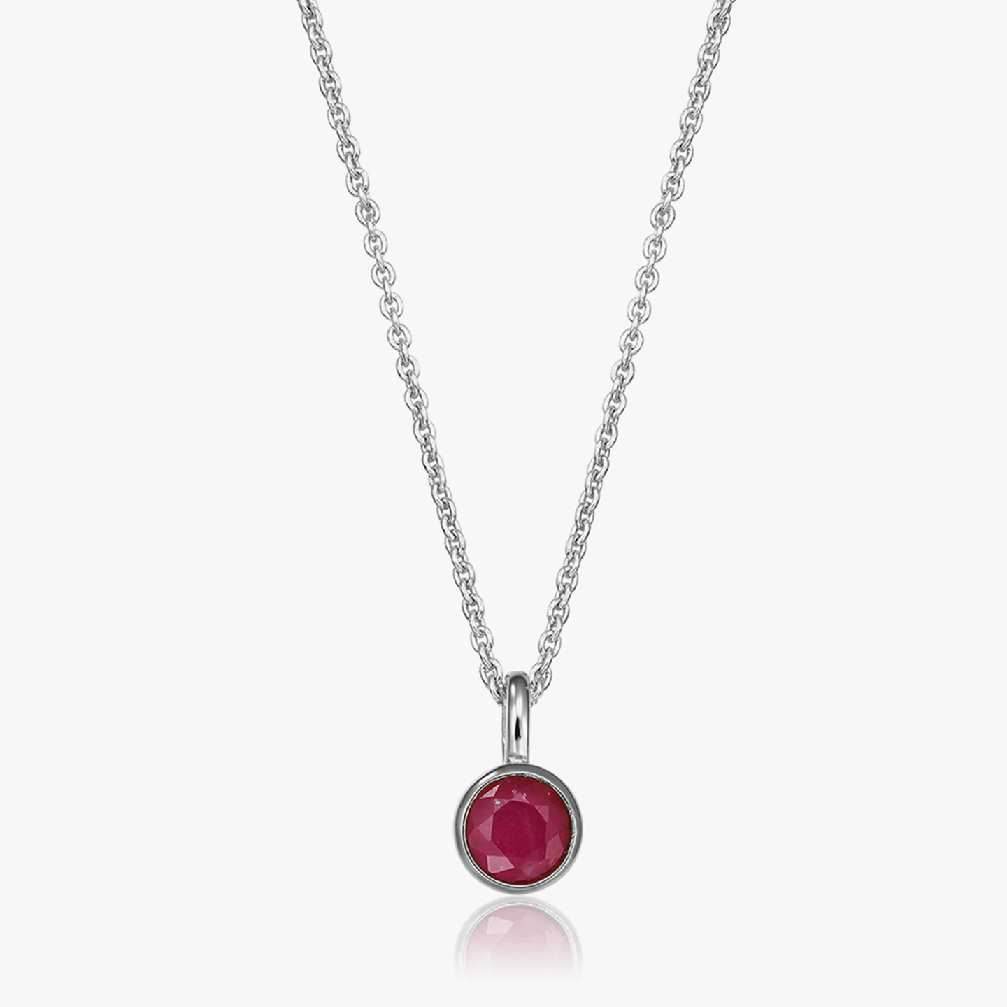 Collana in argento Birthstone Luglio - Rubino - Indira