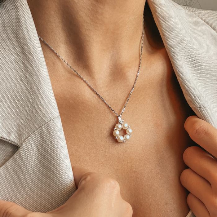 Collana in argento Pearl Crown - Perle naturali - Indira
