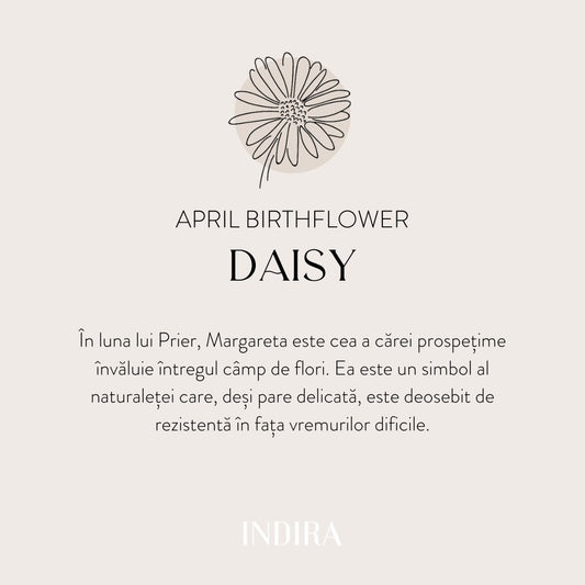Bracciale cordoncino in oro bianco Birth Flower - April Daisy - Indira