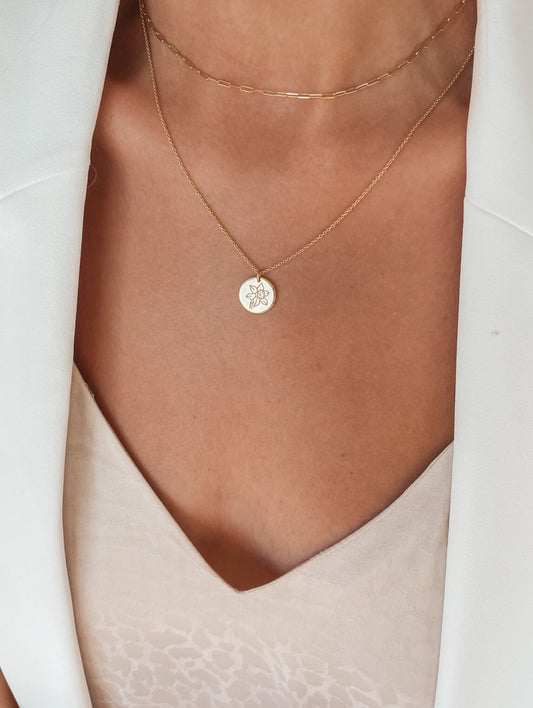 Collana in argento Birth Flower Golden - Narciso di Marzo - Indira