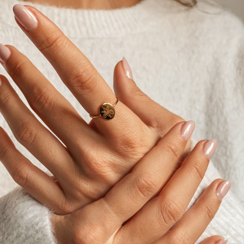 Anello in argento Birth Flower Golden - February Iris - Indira