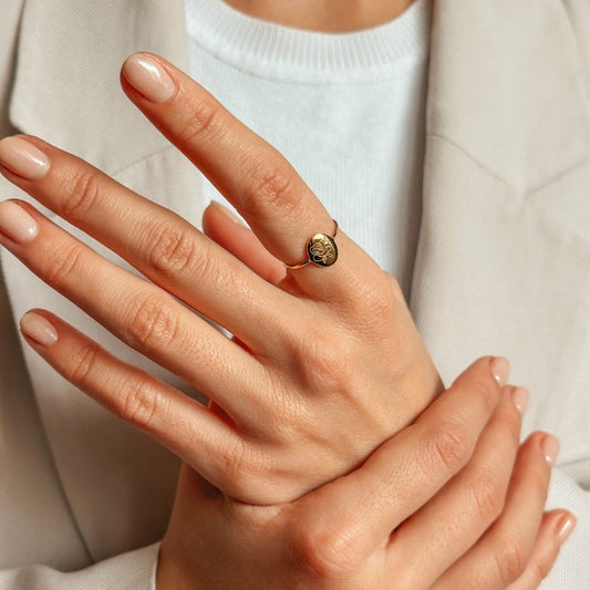 Anello in argento Birth Flower Golden - Giugno Rosa - Indira