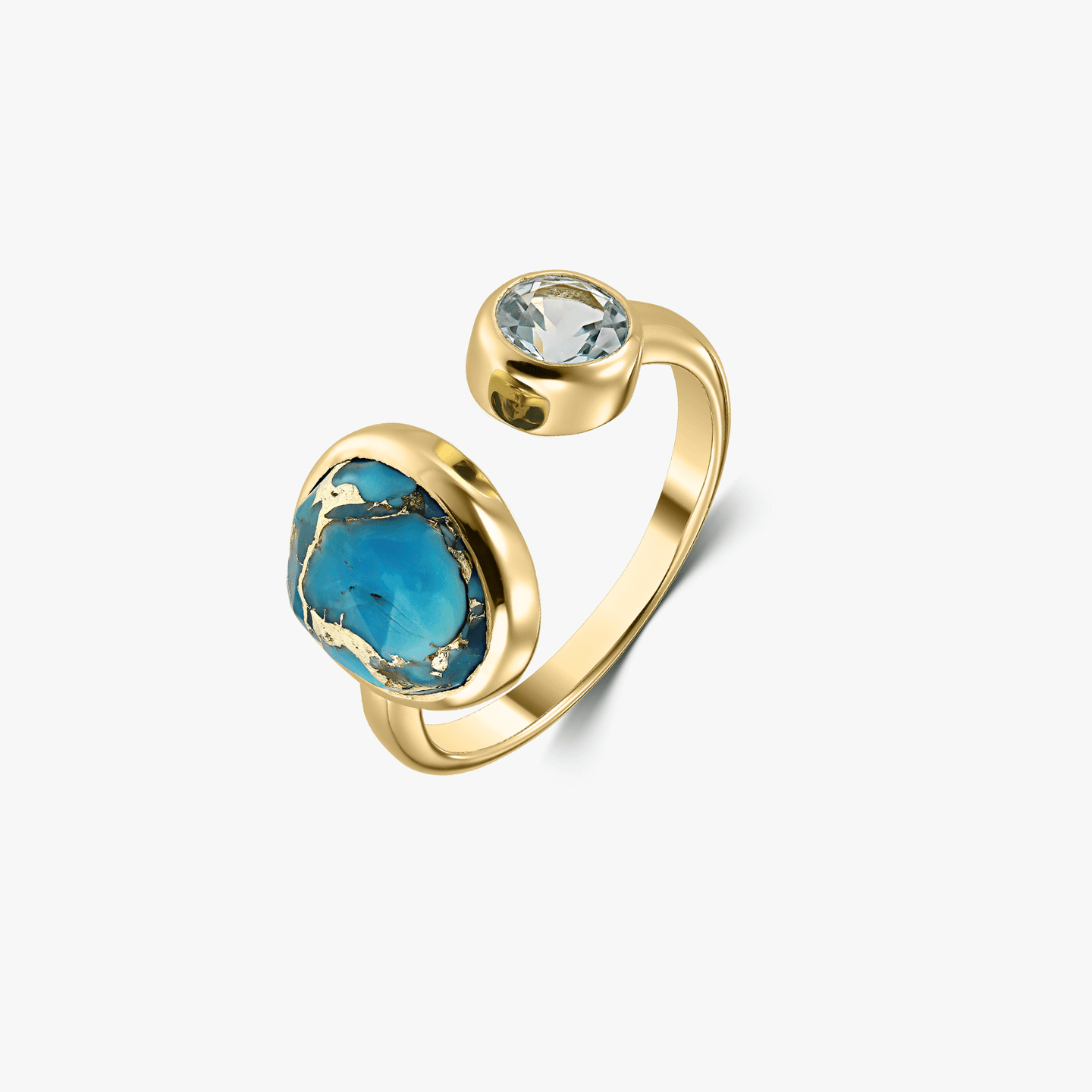Anello in argento Kaylee Golden – Turchese Blu Rame - Indira