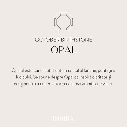 Pendente in argento Birthstone October - Opale - Indira