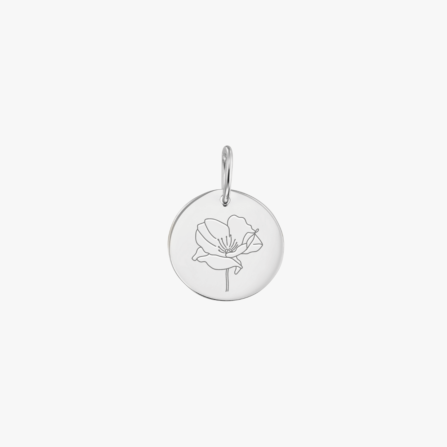 Ciondolo in oro bianco Birth Flower - Agosto Papavero - Indira