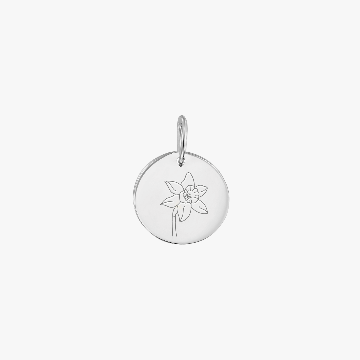 Ciondolo in oro bianco Birth Flower - Narciso di marzo - Indira