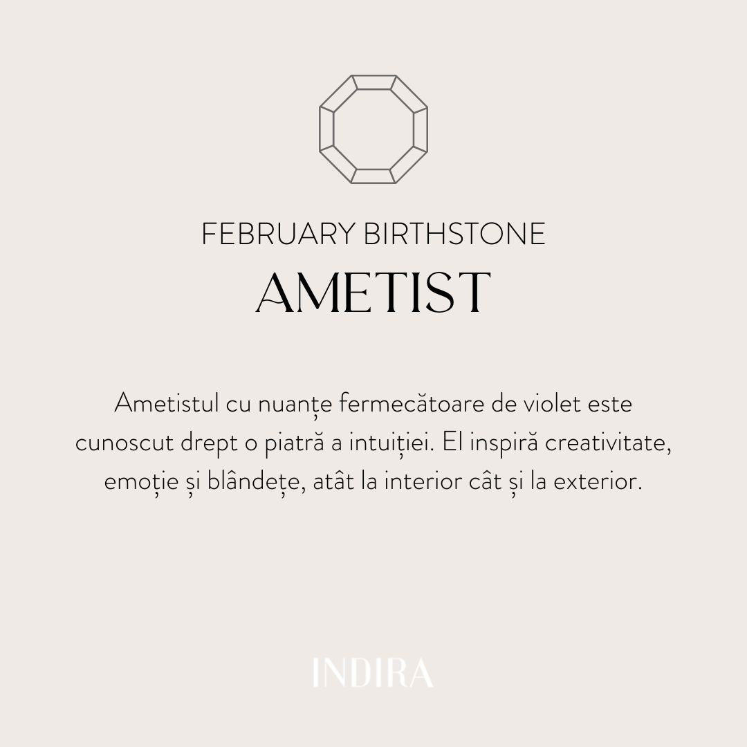 Bracciale in argento Birthstone Golden February - Ametista - Indira