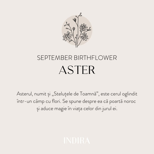 Bracciale con cordino in oro bianco Birth Flower - Settembre Aster - Indira