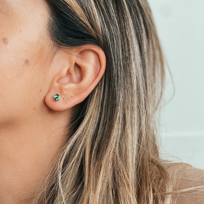 Orecchini in argento Golden Reina - Zircone Verde - Indira