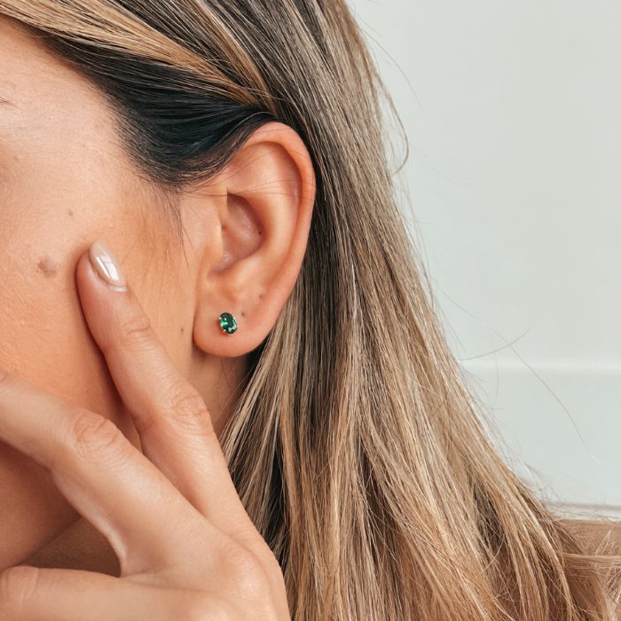 Orecchini in argento Golden Reina - Zircone Verde - Indira