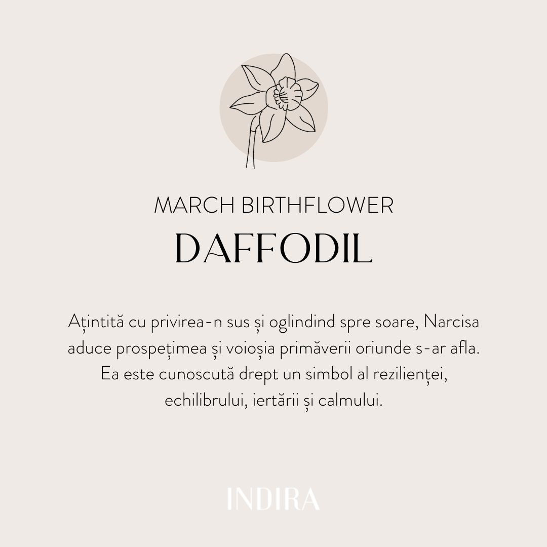 Bracciale con cordoncino in argento Fiore di Nascita Dorato - Narciso di Marzo - Indira