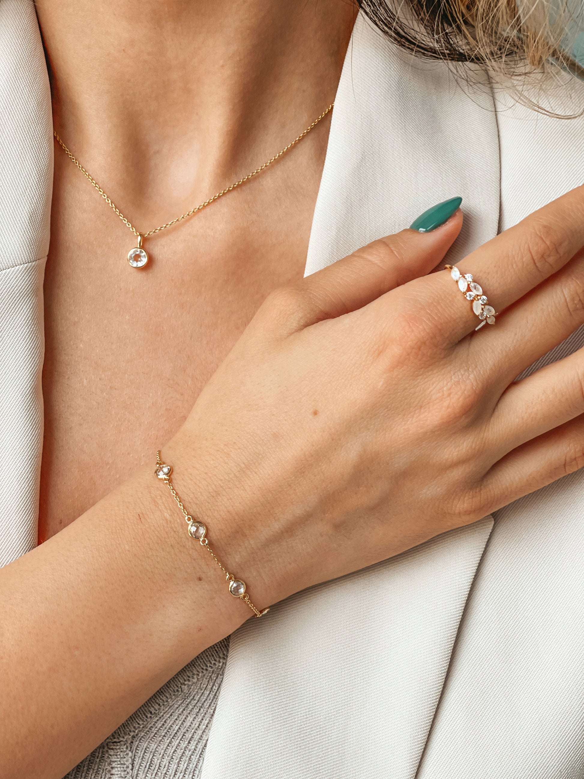 Braccialetto in argento Birthstone Golden December - Topazio Blu - Indira