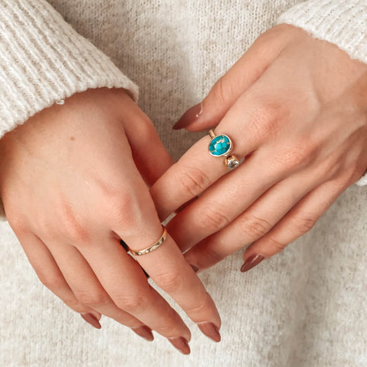 Anello in argento Kaylee Golden – Turquoise Blue Copper - Indira