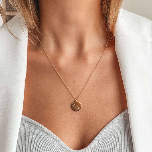 Collana in argento Golden Zodiac - Gemelli - Indira