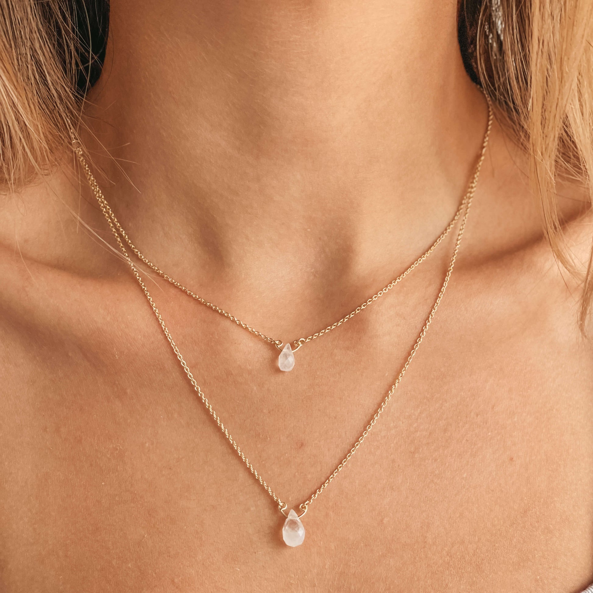 Collana in argento Double Rainbow Golden – Pietra di luna - Indira