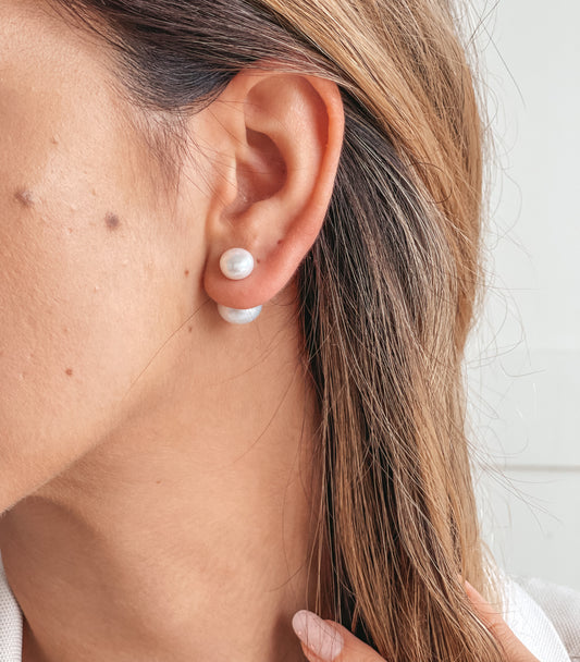 Orecchini in argento Double Pearl Studs - Perle naturali - Indira