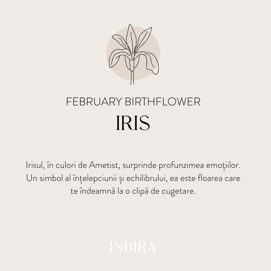 Pendente in oro bianco Birth Flower - Febbraio Iris - Indira