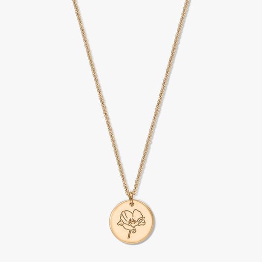 Collana in argento Birthflower Golden - Papavero di Agosto