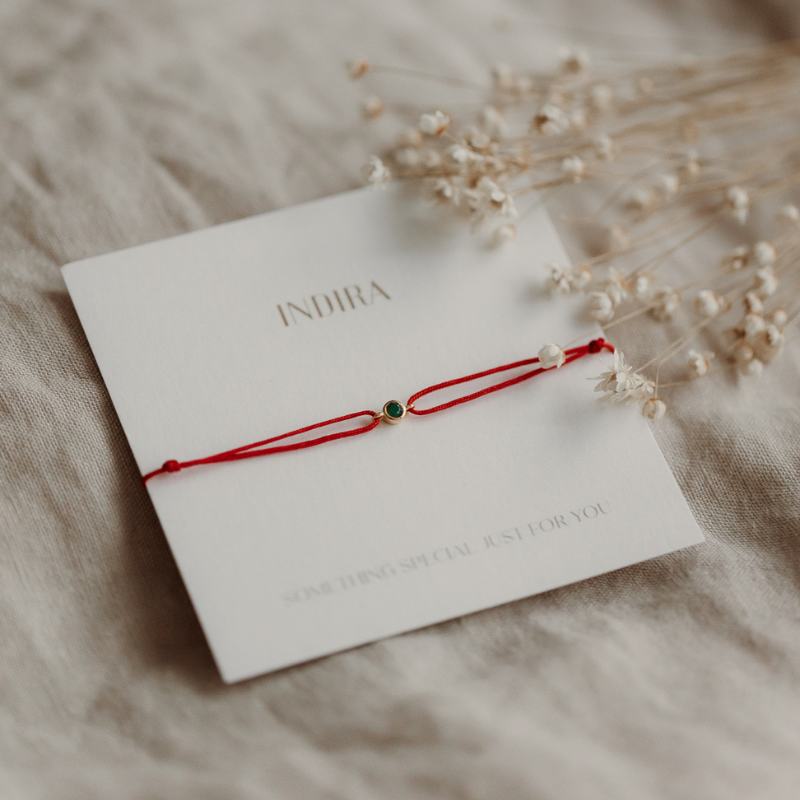 Bracciale con cordoncino in argento Birthstone Golden August - Peridoto - Indira