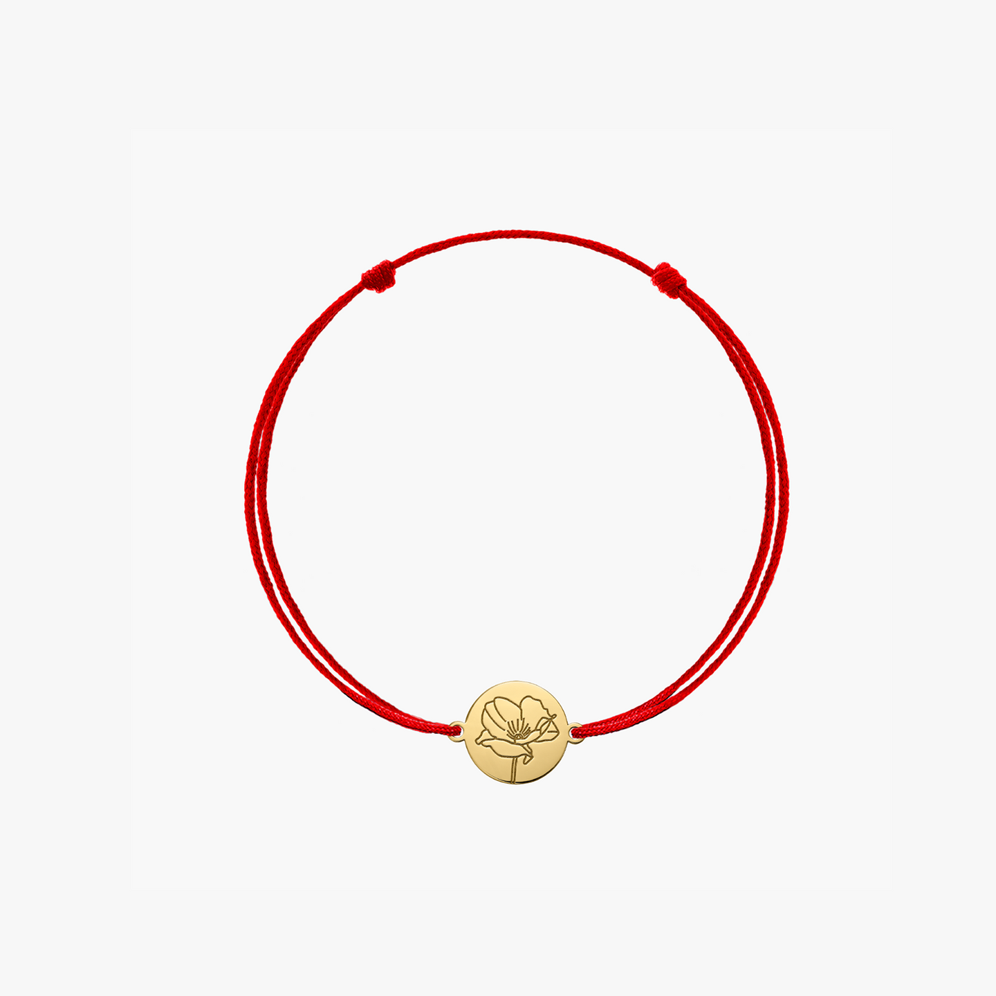 Bracciale con cordino per bambini in oro Birth Flower - Agosto Papavero - Indira