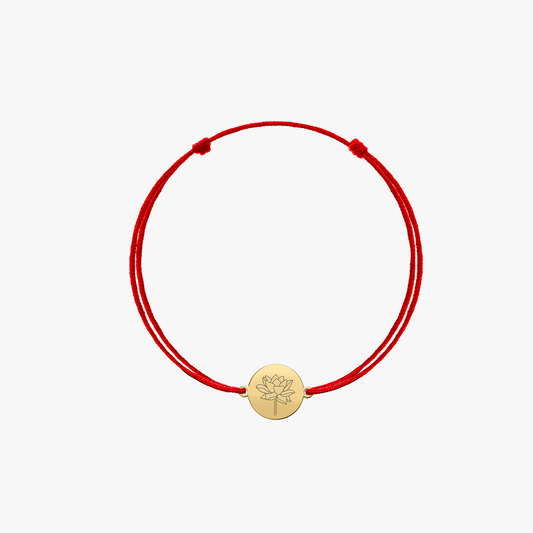 Braccialetto a cordoncino per bambini in oro Birth Flower - Lotus di Luglio - Indira