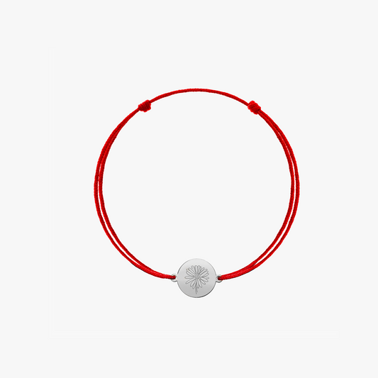 Braccialetto con cordoncino per bambini in oro bianco Birth Flower - April Daisy - Indira