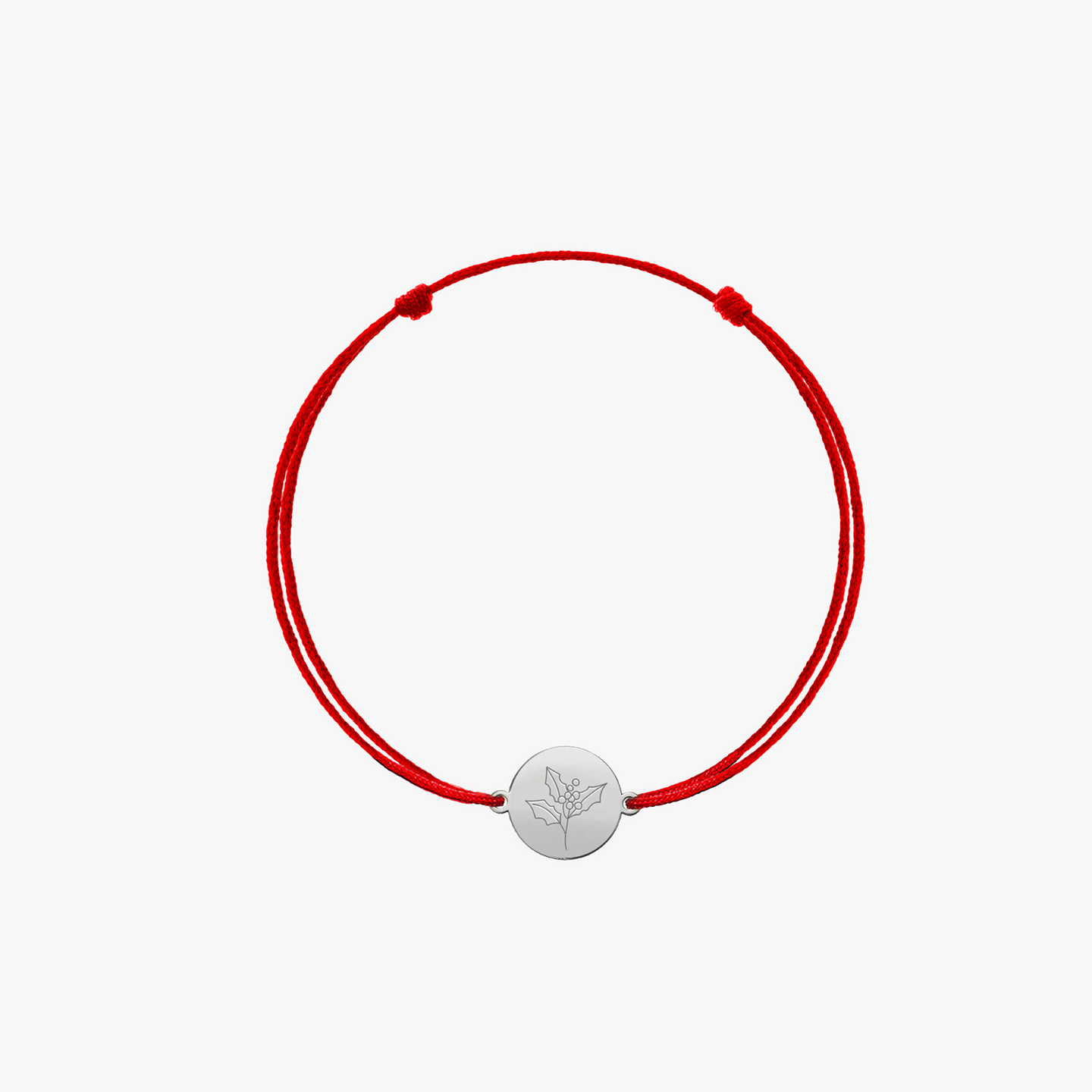 Bracciale con cordino per bambini in oro bianco Birth Flower - Diciembre Holly - Indira