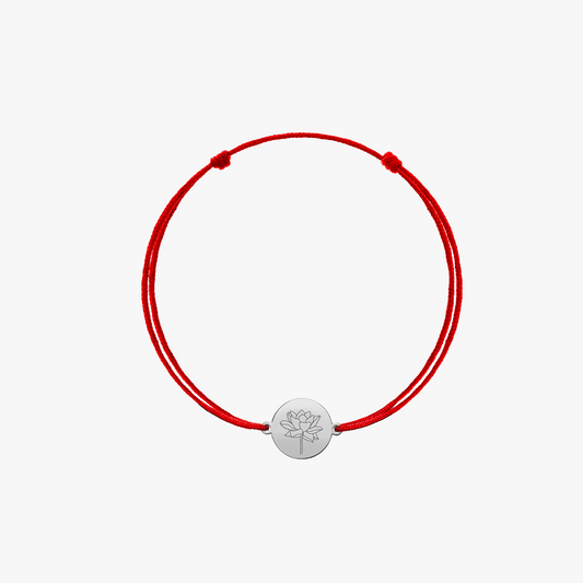 Braccialetto con cordoncino per bambini in oro bianco Birth Flower - Luglio Loto - Indira