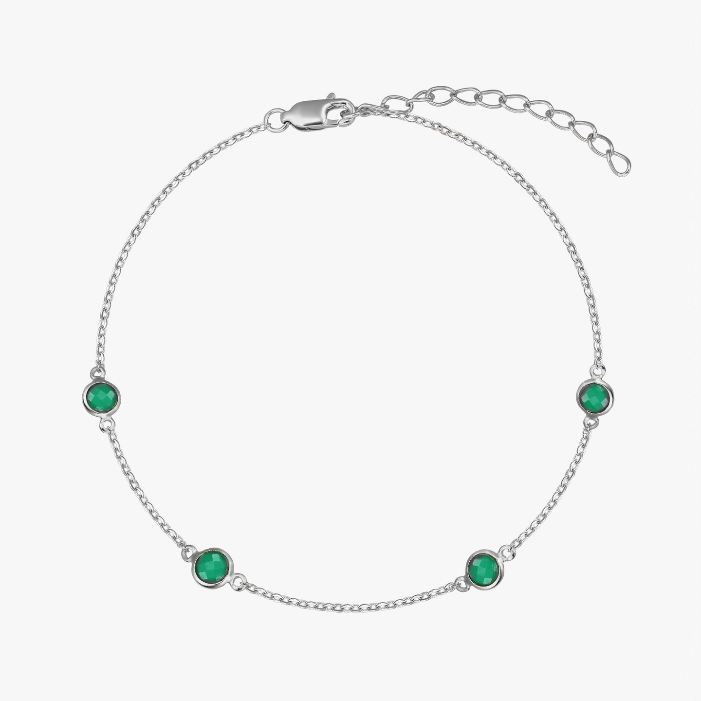 Bracciale in argento Birthstone May - Onice Verde - Indira