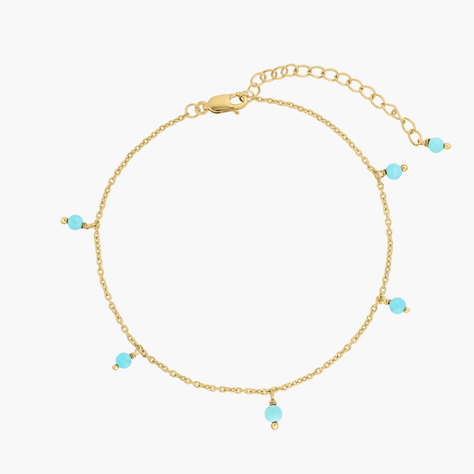 Cavigliera in argento Golden Gem Droplet - Turchese - Indira