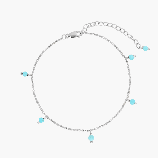 Cavigliera in argento Gem Droplet - Turchese - Indira