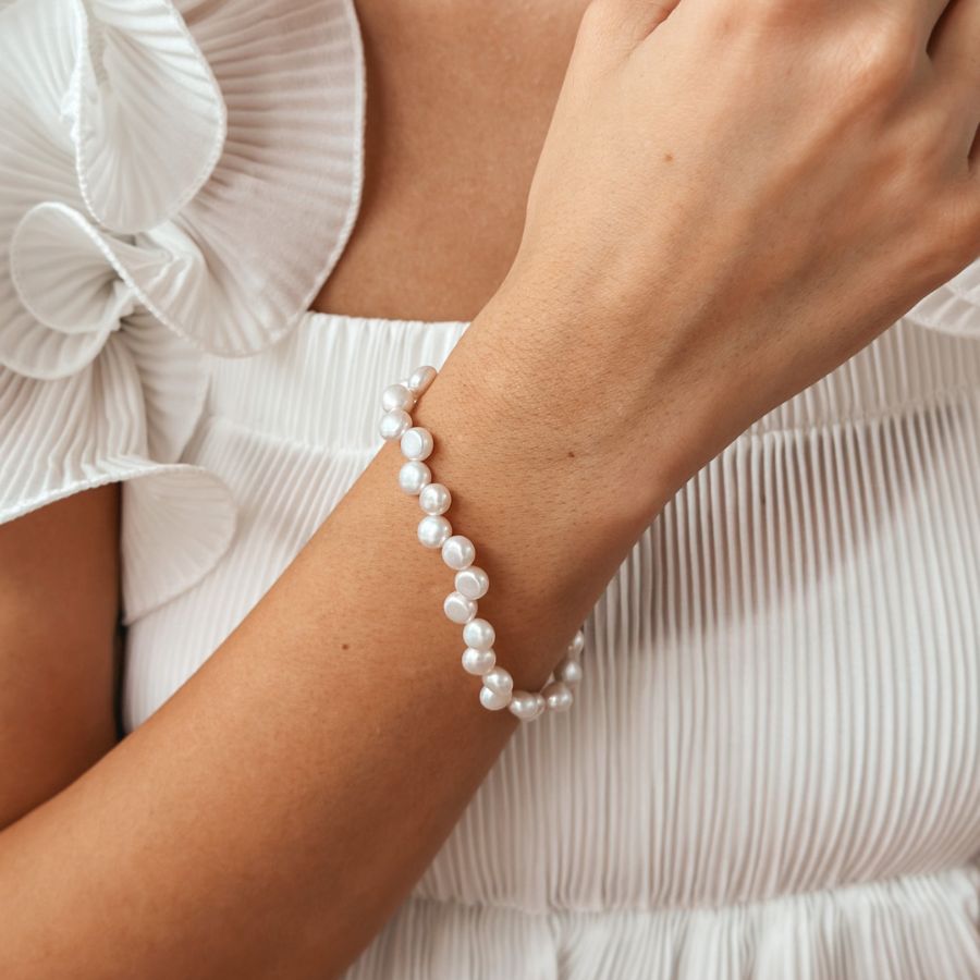 Bracciale in argento Golden Harmony - Perle Naturali - Indira