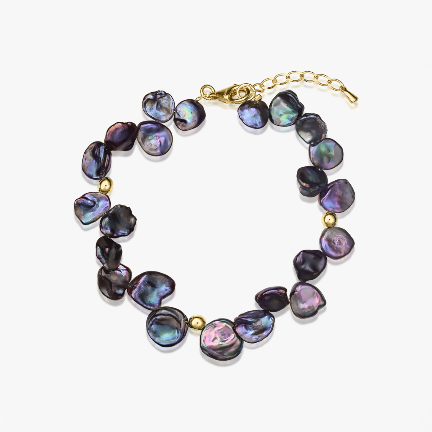 Bracciale in oro Golden Lulu - Perle Keshi Nere - Indira