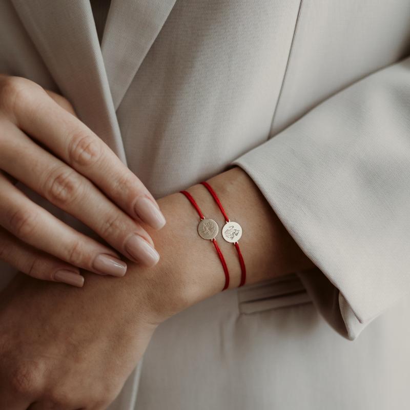 Bracciale con cordoncino in argento Golden Birth Flower - October Cosmos - Indira