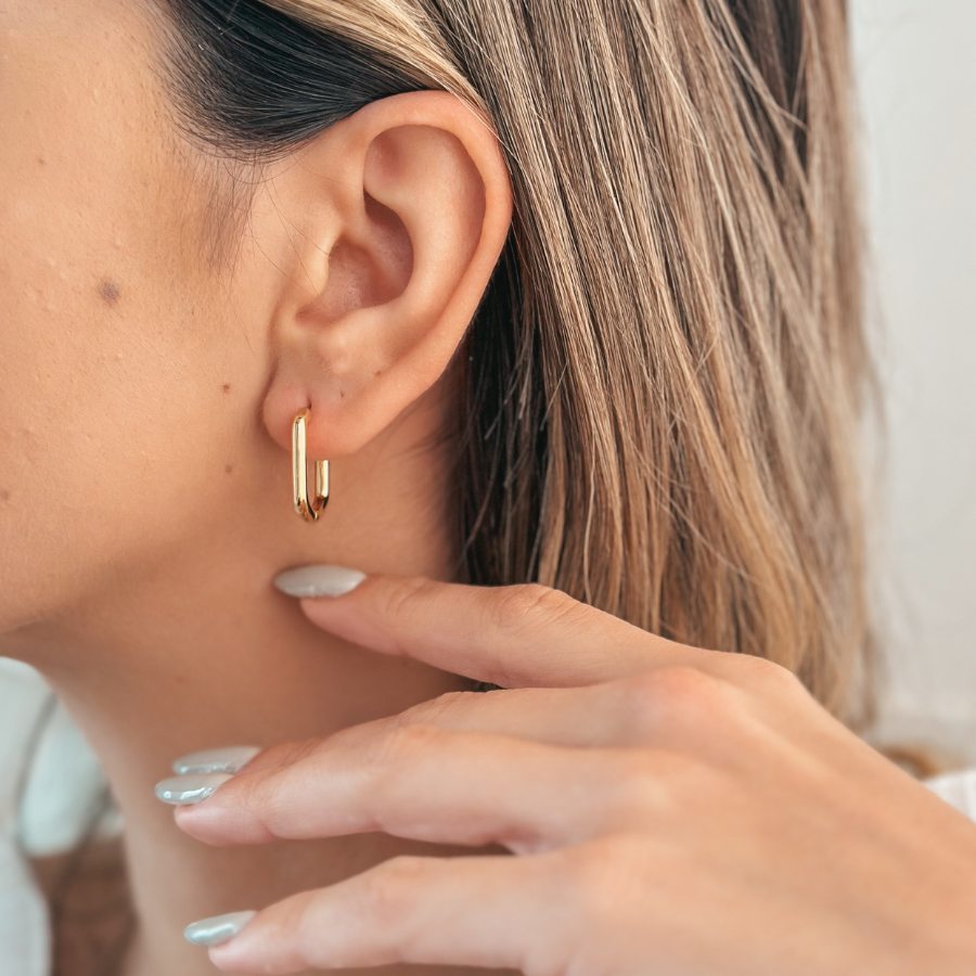 Orecchini in argento Golden Square Hoops - Indira
