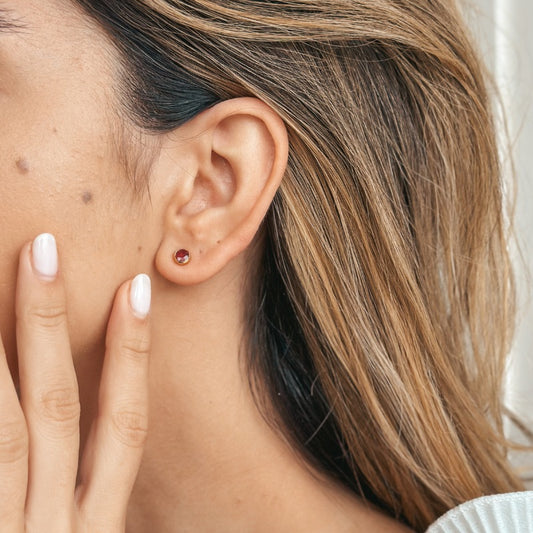 Orecchini in argento Birthstone Golden July - Rubino - Indira